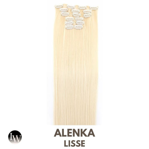Extension Cheveux Blond A Clip Synthétique - Blond Platine Lisse 22 Pouces - Alenka