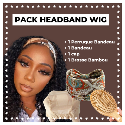 Pack Perruque Bandeau Bouclé