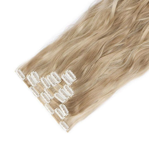 Extension A Clip Cheveux Synthetique Blond Venitien Boucle 24 Pouces