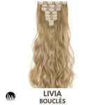 Extension Clip Cheveux Synthetique Blond Fonce Boucle 24 Pouces