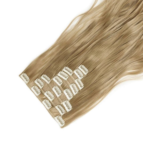 Extension A Clip Cheveux Synthetique Blond Fonce Boucle 24 Pouces