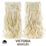 Extension Clip Cheveux Synthetique Blond Platine Boucle 22 Pouces