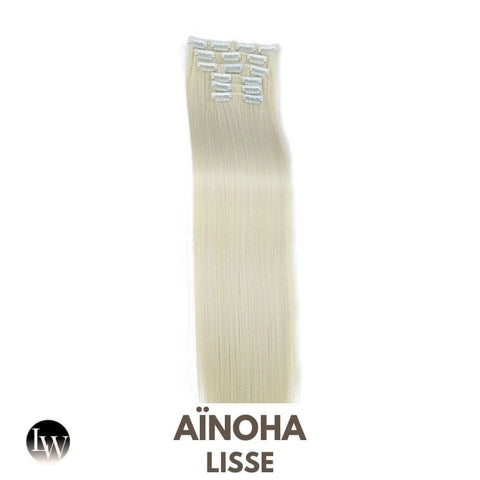 Extension A Clip Cheveux Synthetique Blond Platine Lisse 24 Pouces