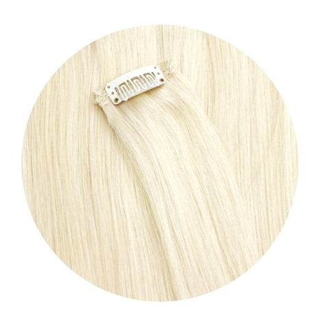 Extension A Clip Cheveux Naturels Blond Platine Lisse