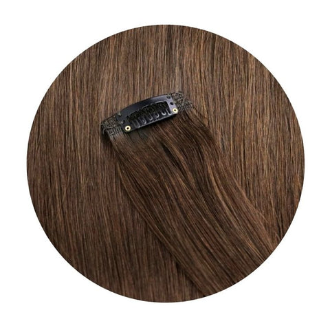 Extension A Clip Cheveux Naturels Chocolat Lisse