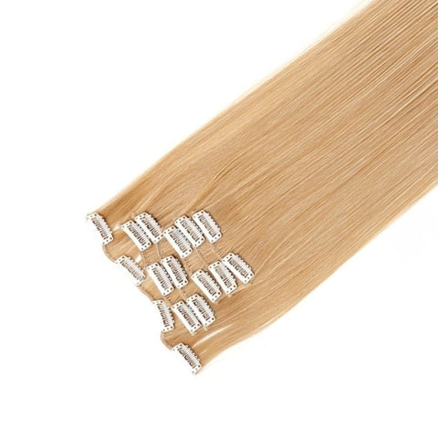 Extension A Clip Cheveux Synthétique Blond Lisse 22 Pouces