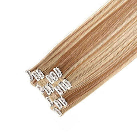 Extension A Clip Cheveux Synthetique Meche Blond Lisse 22 Pouces