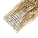 Extension A Clip Cheveux Synthetique Cendre Meche Boucle 22 Pouces