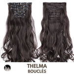 Extension Clip Cheveux Synthetique Brun Boucle 22 Pouces