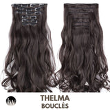 Extension Clip Cheveux Synthetique Brun Boucle 22 Pouces