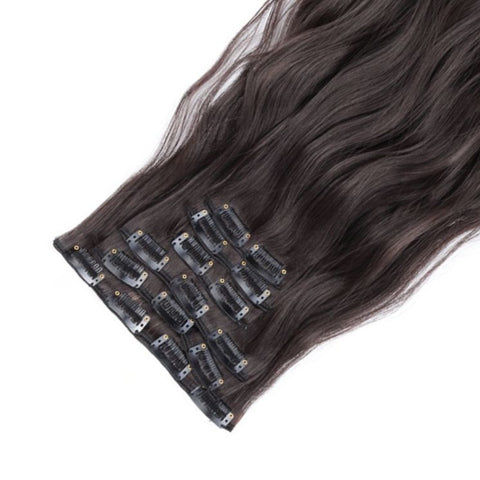 Extension A Clip Cheveux Synthetique Brun Boucle 22 Pouces