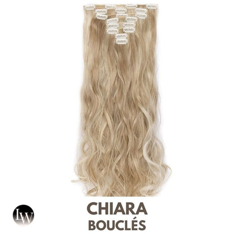 Extension Cheveux Blond A Clip Synthétique - Blond Vénitien Bouclé 24 Pouces - Chiara