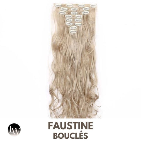 Extension Cheveux Blond A Clip Synthétique-  Blond Platine Bouclé 24 Pouces - Faustine