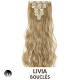 Extension A Clip Cheveux Synthétique Blond Foncé Bouclé 24 Pouces - Livia