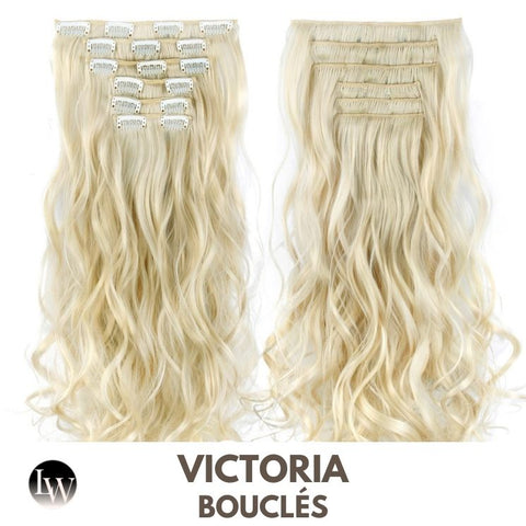 Extension Cheveux Blond A Clip Cheveux Synthétique Blonde Platine Bouclé 22 Pouces - Victoria