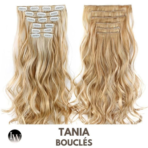 Extension Cheveux Blond A Clip Synthétique Cendré Mèche Bouclé 22 Pouces - Tania