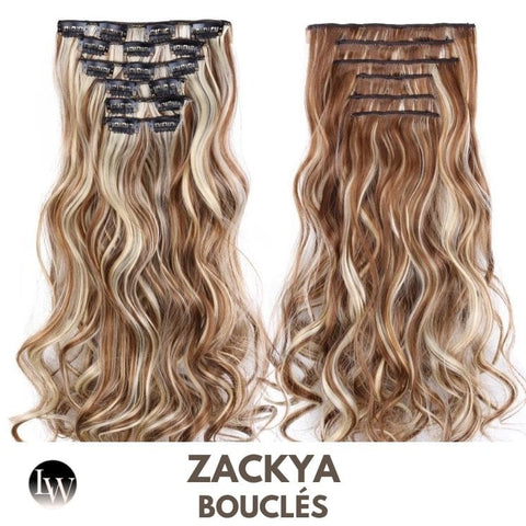 Extension Cheveux Blond A Clip Synthétique Mèche Blonde Bouclé 22 Pouces - Zackya