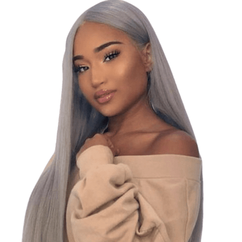 Lace Front Wigs Synthétique Lisse Gris