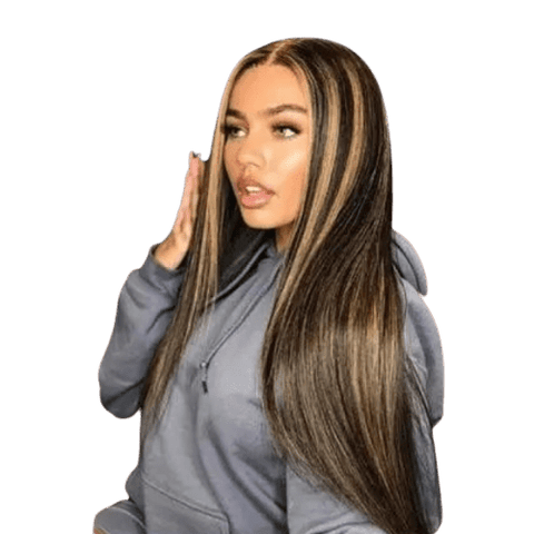 Lace Front Wigs Synthétique Lisse Mèche Blonde