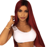 Lace Front Wigs Synthétique Lisse Rouge