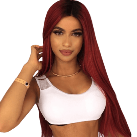 Lace Front Wigs Synthétique Lisse Rouge