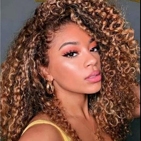 Lace Front Wigs Naturelle Brun Bouclés 13x6