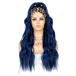 Perruque Bandeau Boucles Bleu