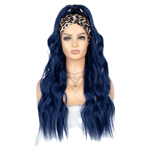 Perruque Bandeau Boucles Bleu