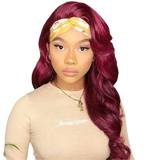Perruque Bandeau Cheveux Naturels Bouclés Rouge Bordeaux