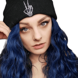 Perruque Bandeau Cheveux Synthetique Boucle Bleu
