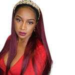 Perruque Bandeau Cheveux Naturels Lisse Rouge