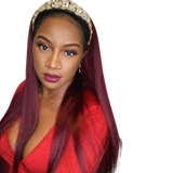 Perruque Bandeau Cheveux Naturels Lisse Rouge