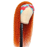 Orange Curly Human Hair Headband Wig