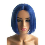 Perruque Femme Cheveux Naturels Lisses Bleus