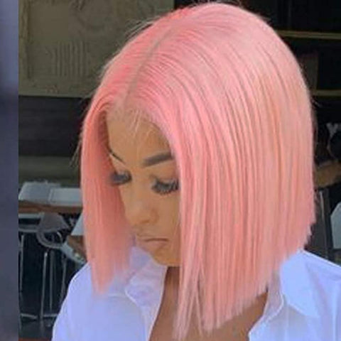 Wig For Women Natural Straight Pink
