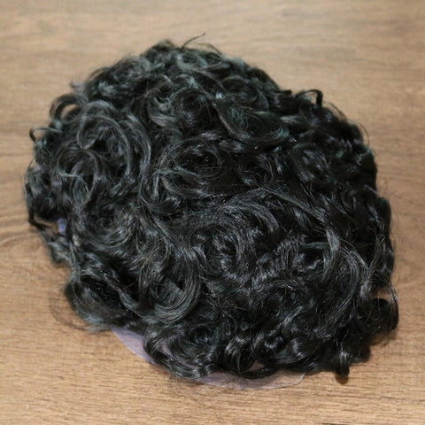 Wig For Men Black Curly Human Hair