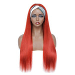 Perruque Bandeau Cheveux Naturels Lisse Orange