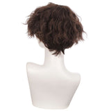 Perruque homme cheveux synthetique brun boucles