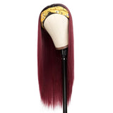 Perruque Bandeau Cheveux Synthétique Lisse Rouge
